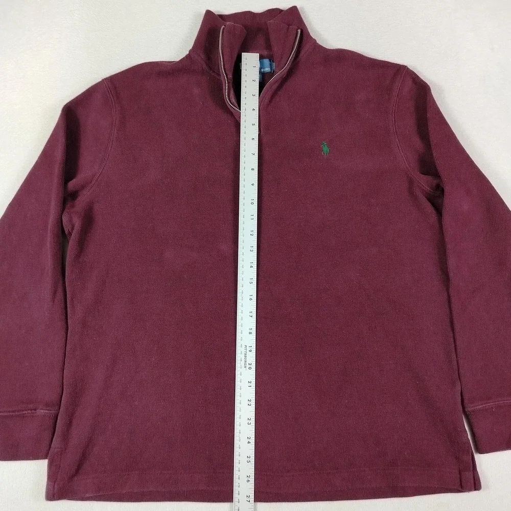 Vintage Polo Ralph Lauren Sweater Mens Large Red 1/4 Zip Mock Neck Cotton‎ Pony